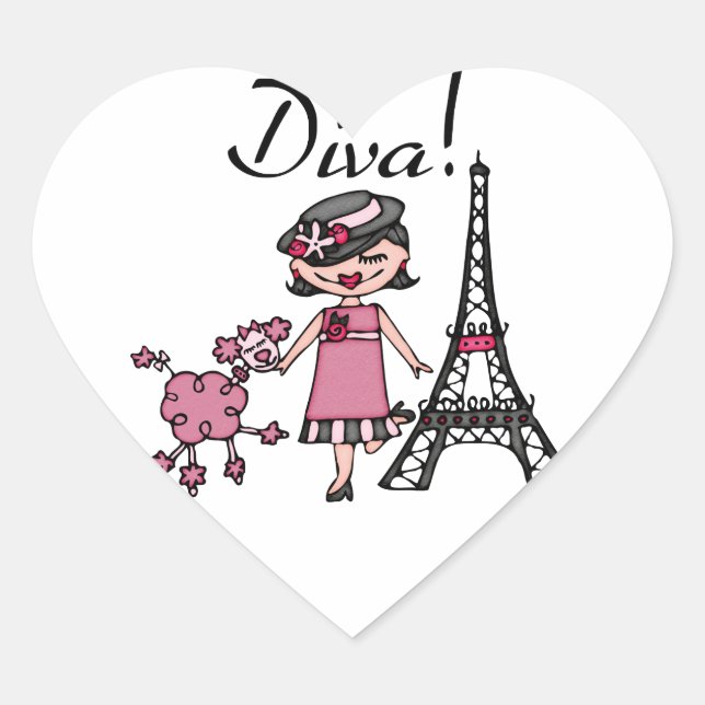 Black Hair Diva Heart Sticker (Front)