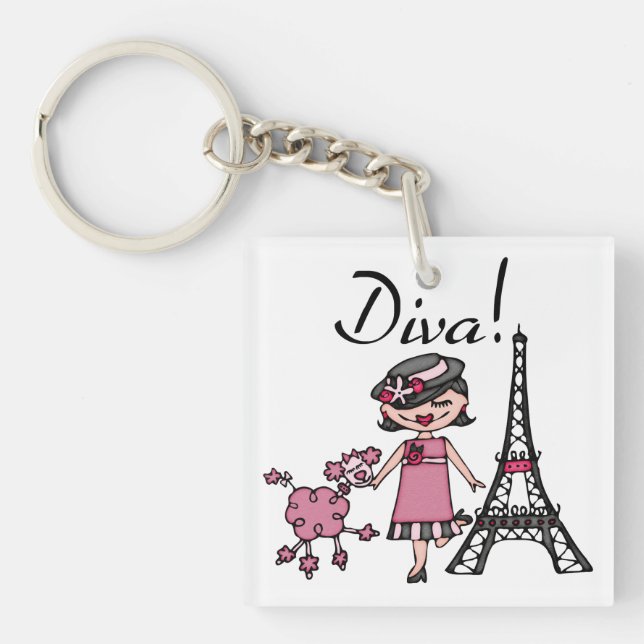 Black Hair Diva Key Ring (Front)