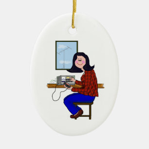 Black Hair Female Ham Christmas Ornament