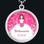 Black Hair Fuchsia Wedding Bridesmaid Necklace<br><div class="desc">Keepsake Necklaces Choose either Silver Plated Gold Finish or Sterling Silver Unique Personalised Custom !st Christmas Gift Wedding Keepsake Wedding Party Necklaces - to change background colour - click customise - click edit - choose last tool in drop down menu and choose from one of the colours shown or enter...</div>
