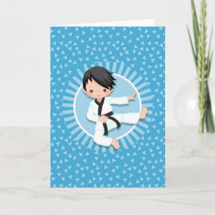 Black Hair Karate Boy Judo Martial Arts Card