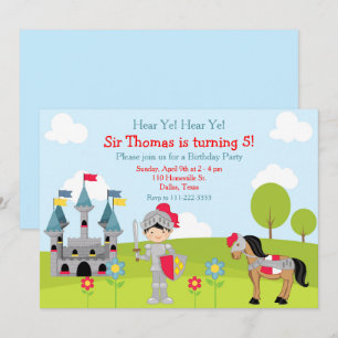 Black Hair Knight Birthday Party Invitation