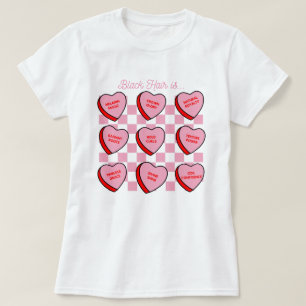 Black Hair Love Valentine's Candy Heart Tee