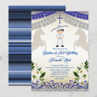 Black Hair Mexican Navy Blue Boy Baptism Birthday