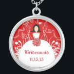 Black Hair Red Wedding 1st Christmas Necklace<br><div class="desc">Keepsake Necklaces Choose either Silver Plated Gold Finish or Sterling Silver Unique Personalised Custom !st Christmas Gift Wedding Keepsake Wedding Party Necklaces - to change background colour - click customise - click edit - choose last tool in drop down menu and choose from one of the colours shown or enter...</div>