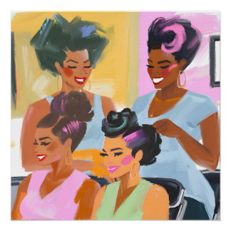 Black Hair Salon Art Poster