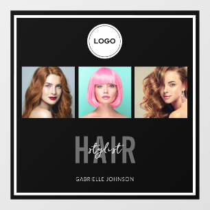 Black Hair Stylist Photo Collage Elegant Logo
