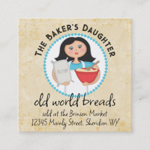 Black hair woman baking chef flour business cards