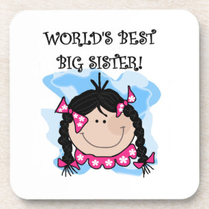 Black Hair World's Best Big Sister Gifts Coaster