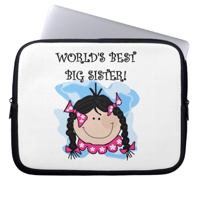 Black Hair World's Best Big Sister Gifts Laptop Sleeve (Front)