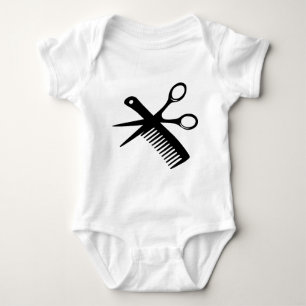 black hairdresser comb scissors baby bodysuit
