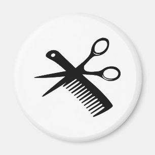 black hairdresser comb scissors magnet