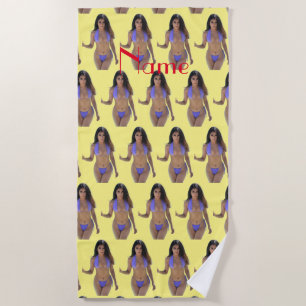 Black-haired Bikini Beauty Thunder_Cove  Beach Towel