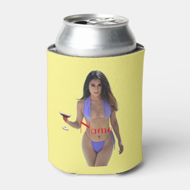 Black-haired Bikini Beauty Thunder_Cove  Can Cooler (Can Front)