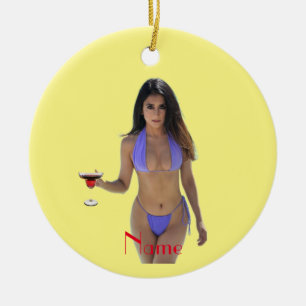 Black-haired Bikini Beauty Thunder_Cove Ceramic Ornament
