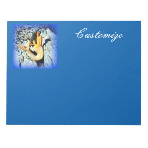 black-haired mermaid blue customised notepad
