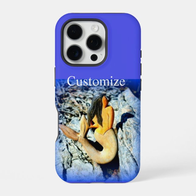 black-haired mermaid blue iPhone case (Back)