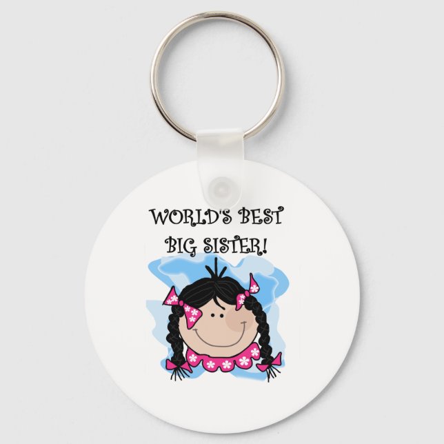Black Haired World's Best Big Sister Key Ring (Front)