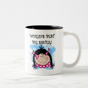 Black Haired World's Best Big Sister Two-Tone Coffee Mug