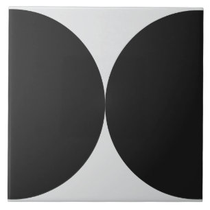Black Half Circle Geometric Mid Century Modern Ceramic Tile