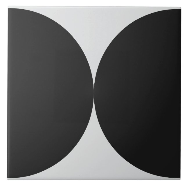 Black Half Circle Geometric Mid Century Modern Ceramic Tile (Front)