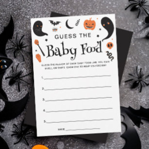 Black Halloween Baby Shower Baby Food Game Card