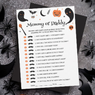 Black Halloween Baby Shower Guess Who Game Card