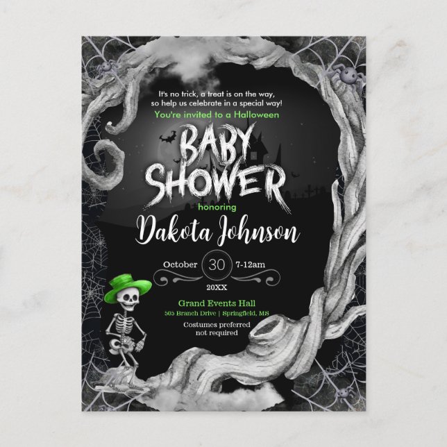 Black Halloween Baby Shower Invitation  (Front)