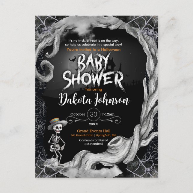 Black Halloween Baby Shower Invitation  (Front)