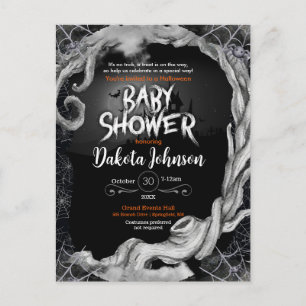 Black Halloween Baby Shower Invitation  Postcard