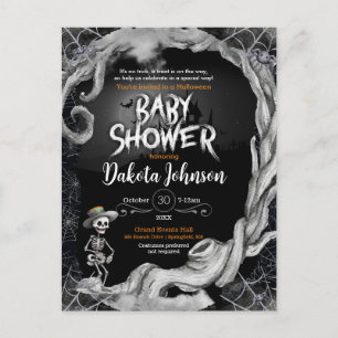 Black Halloween Baby Shower Invitation  Postcard