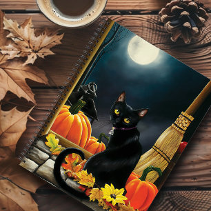 Black Halloween Cat Notebook
