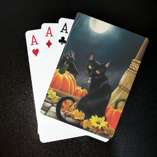 Black Halloween Cat Playing Cards