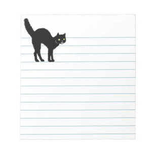 Black Halloween Cat Silhouette Lined White Paper Notepad