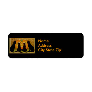 Black Halloween Cats Return Address Label