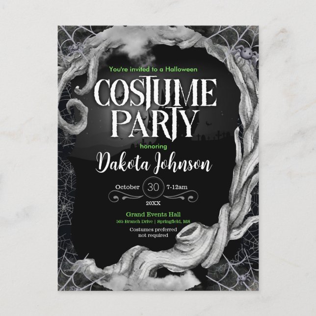 Black Halloween Costume Party Invitation  (Front)