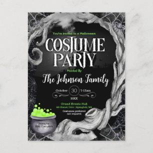 Black Halloween Costume Party Invitation Postcard