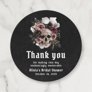 Black Halloween Floral Skull Gothic Bridal Shower Favour Tags
