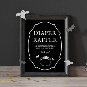 Black Halloween Goth Baby Shower Diaper Raffle Poster