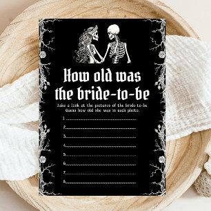 Black Halloween How Old Was the Bride-to-be Game Invitation