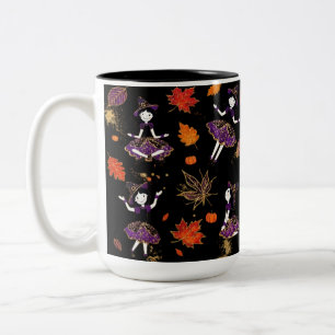 Black Halloween Little Witch Two-Tone Coffee Mug