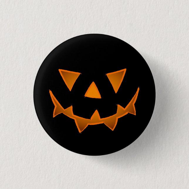 Black Halloween Pumpkin Face With Glowing Eyes 3 Cm Round Badge (Front)