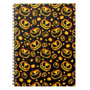 black halloween seamless pattern notebook