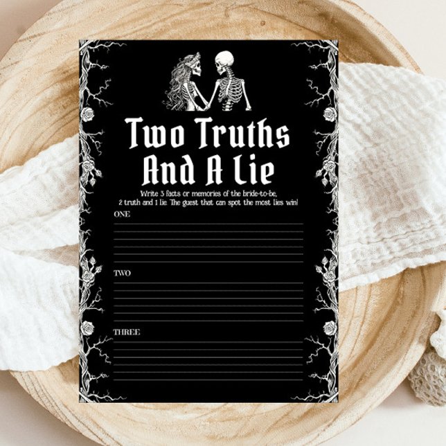 Black Halloween Skeleton Two Truths and a Lie Game Invitation (Black Halloween Skeleton Two Truths and a Lie Game)