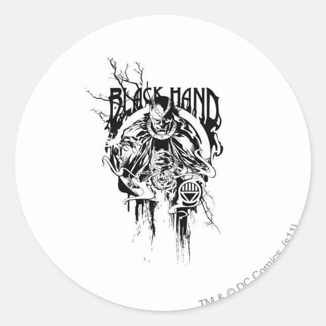 Black Hand 0 Graphic Collage, Black and White Classic Round Sticker (Front)