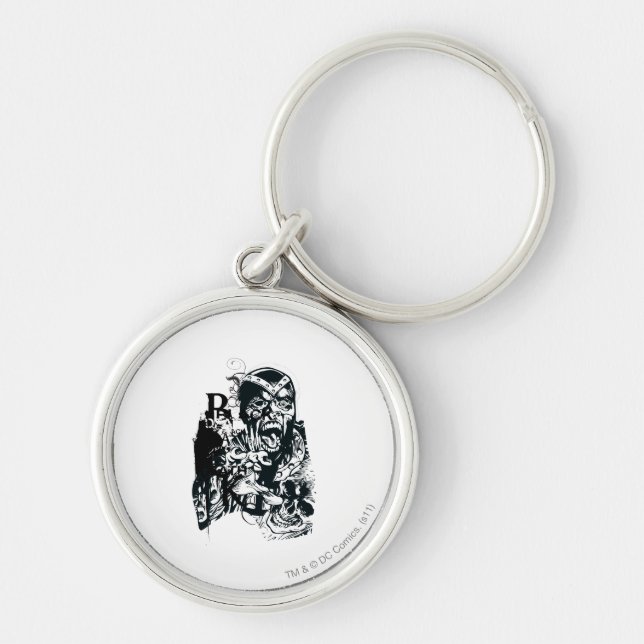 Black Hand and Skull Collage Key Ring (Front)