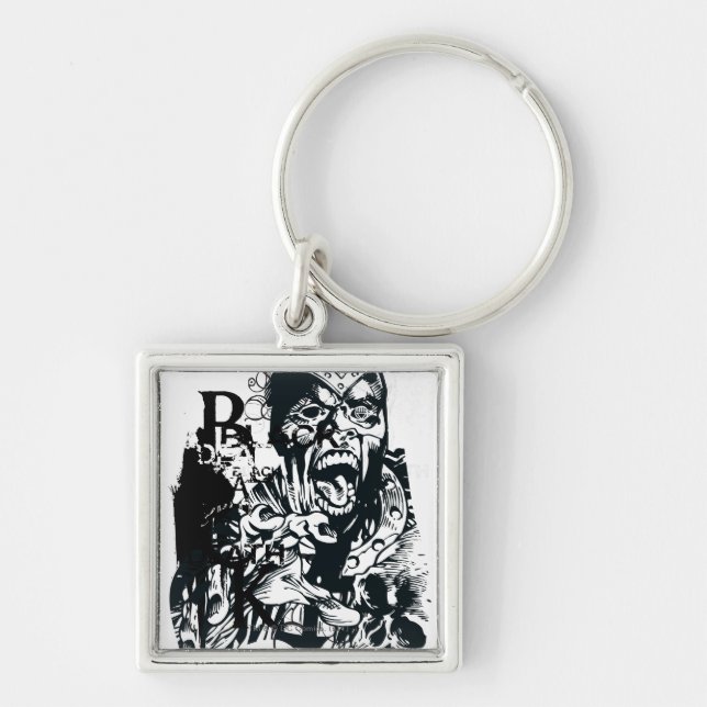 Black Hand and Skull Collage Key Ring (Front)
