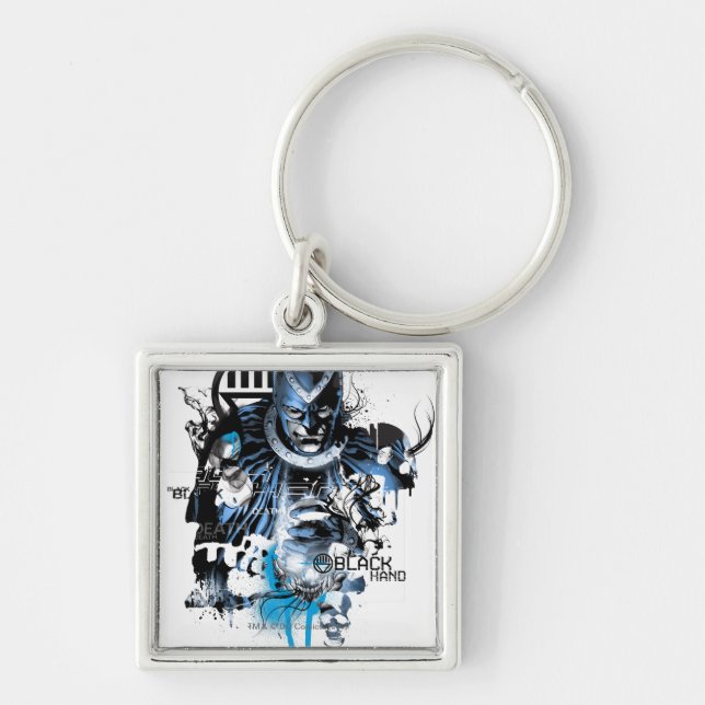 Black Hand - Blue Collage Key Ring (Front)