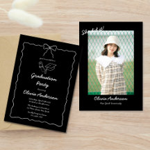 Black Hand Drawn Bow She did it Photo Grad Party