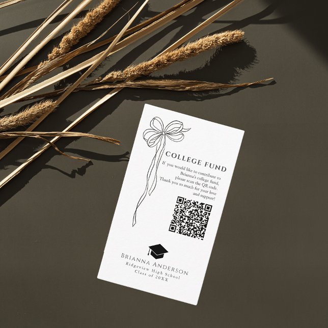 Black Hand-drawn Bow White College Fund Enclosure Card (Creator Uploaded)